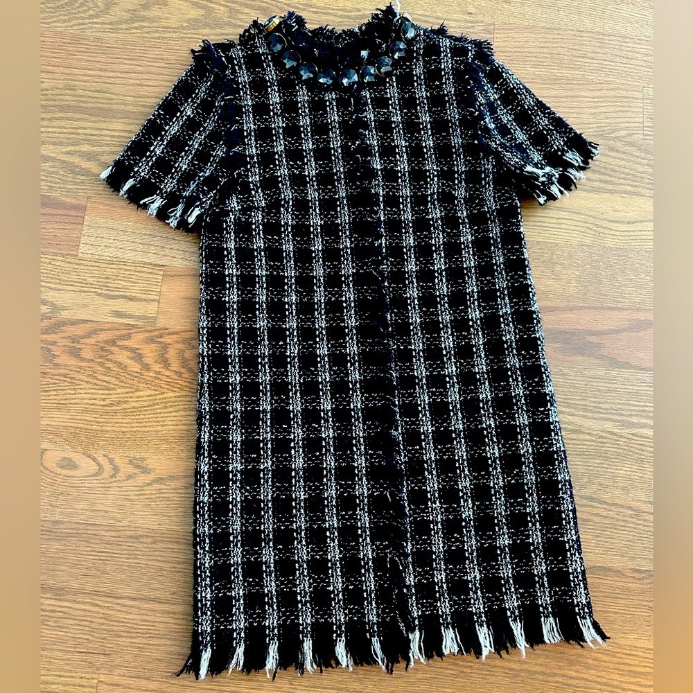 Like New MSGM $799retail Tweed Dress w/integrated Necklace size 4